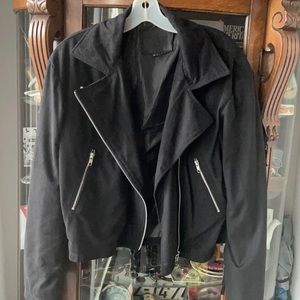 Moto Jacket -  faux suede - back. Long fringes. Brand new and never worn.